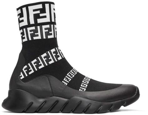 fendi black forever fendi knit high-top sneakers sole|Sneakers .